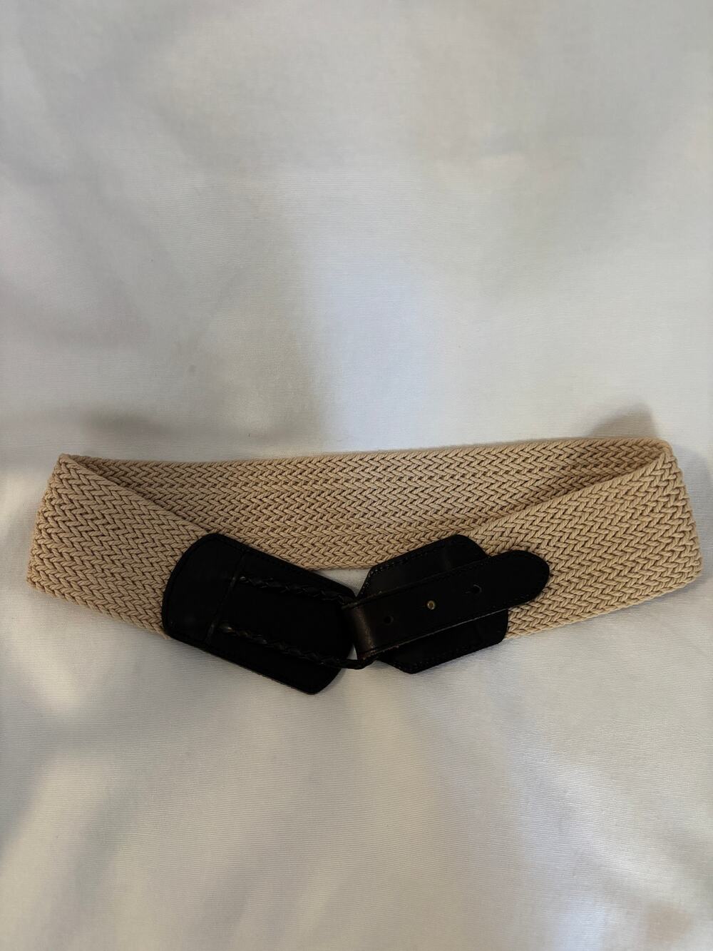 Linea Pelle Brown Leather & Cotton Belt Womens Size S